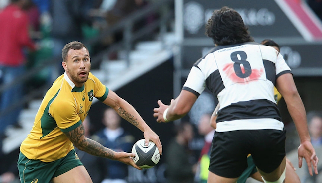 Quade Cooper in action against the Barbarians
