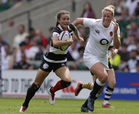 Wales's Jasmine Joyce on the attack for the Baa-baas